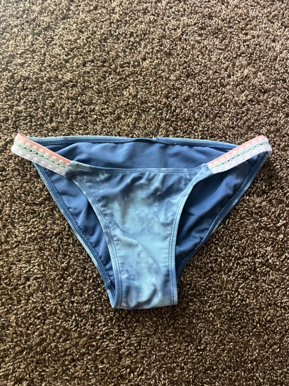 Light Blue Bikini Bottoms with Pink Trim